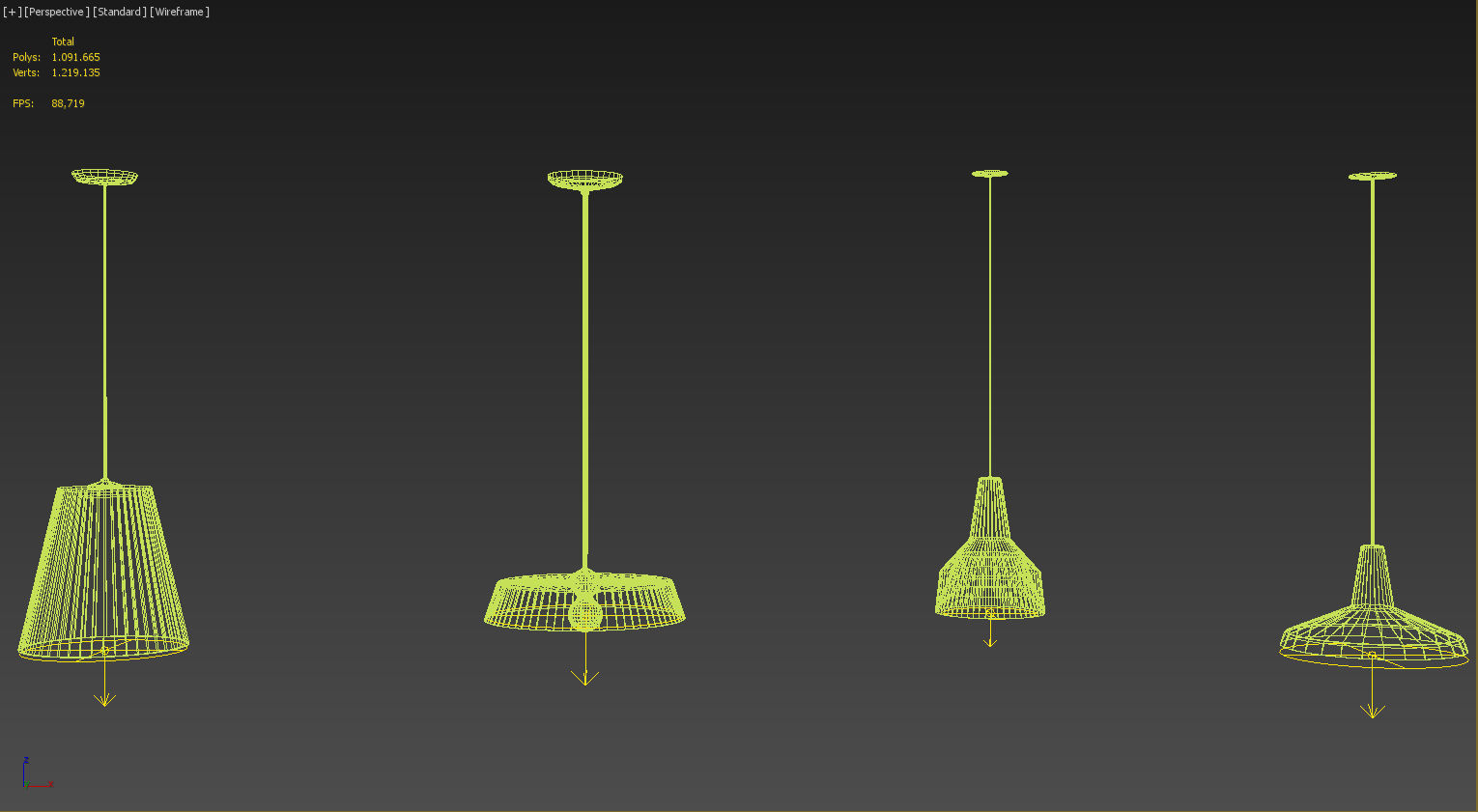 Hanging lights Lamp set 3D model_19