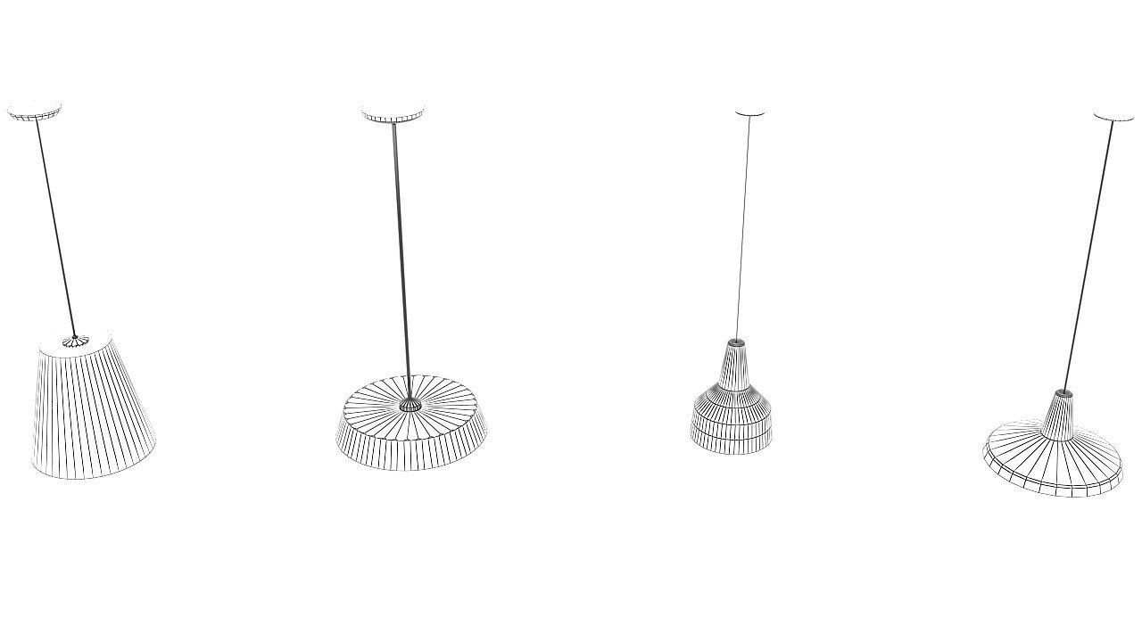 Hanging lights Lamp set 3D model_15