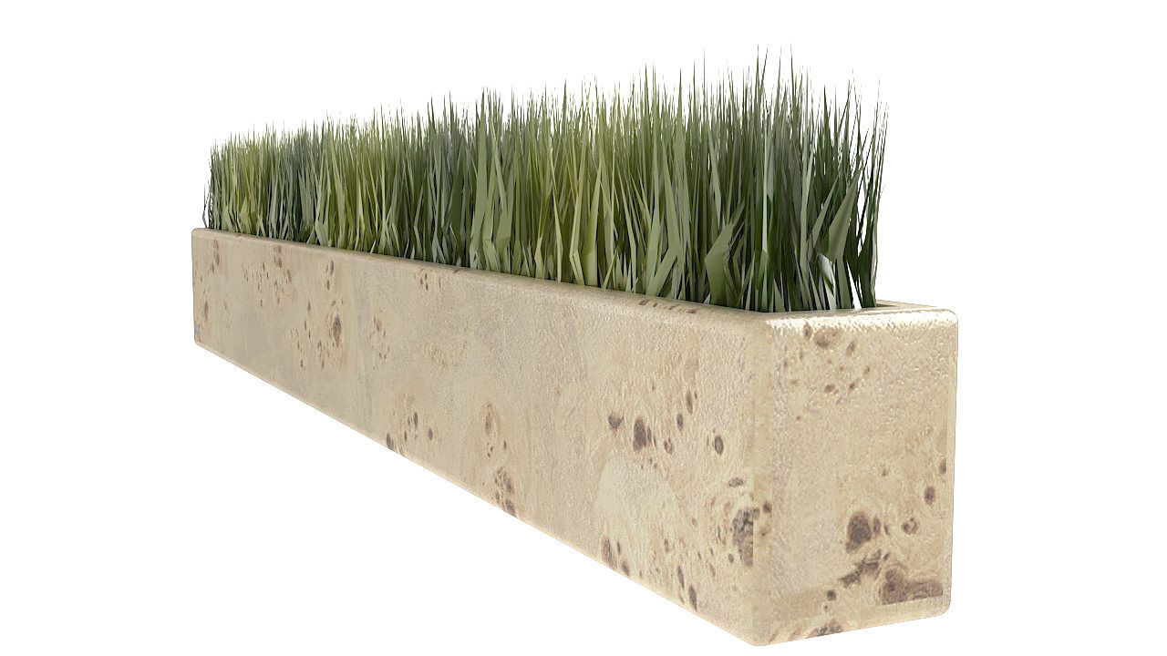 Artificial grass wooden pot 3D model_4