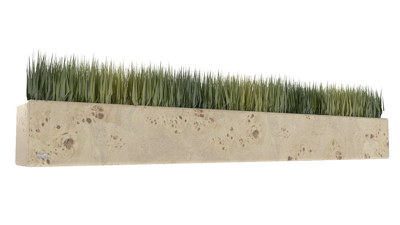 Artificial grass wooden pot 3D model_2