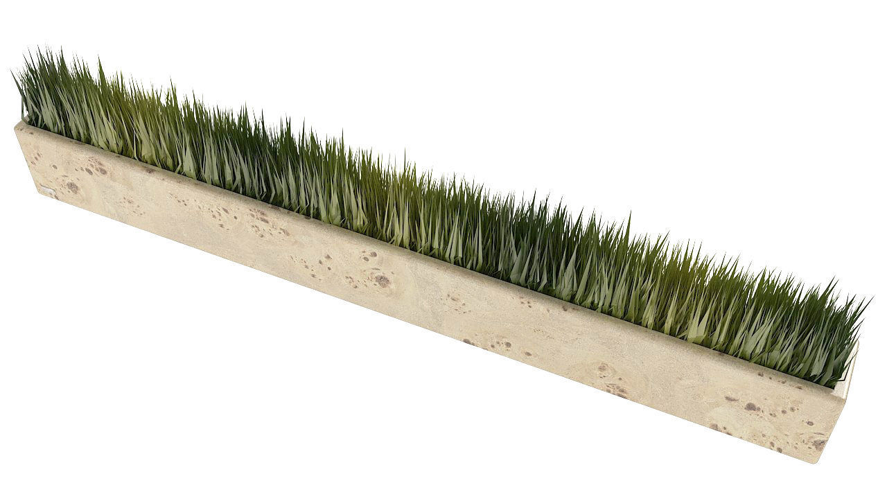 Artificial grass wooden pot 3D model_3