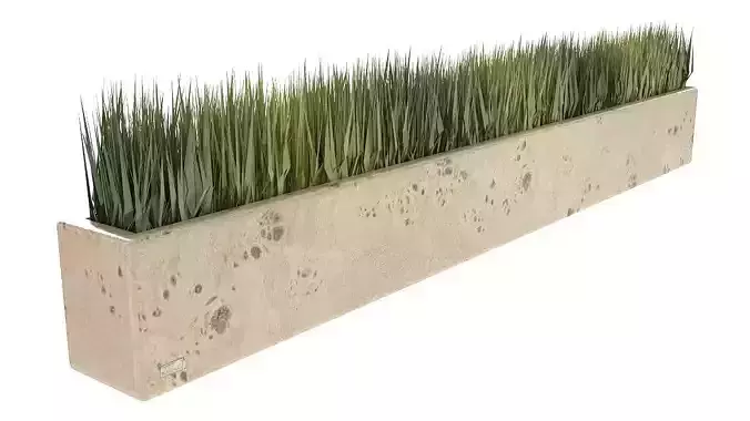Artificial grass wooden pot 3D model
