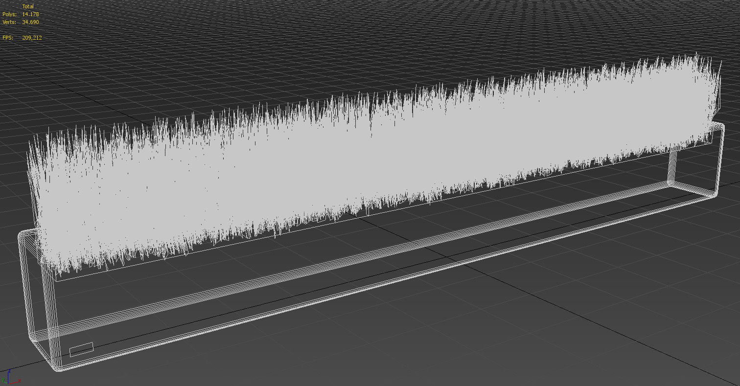 Artificial grass wooden pot 3D model_12