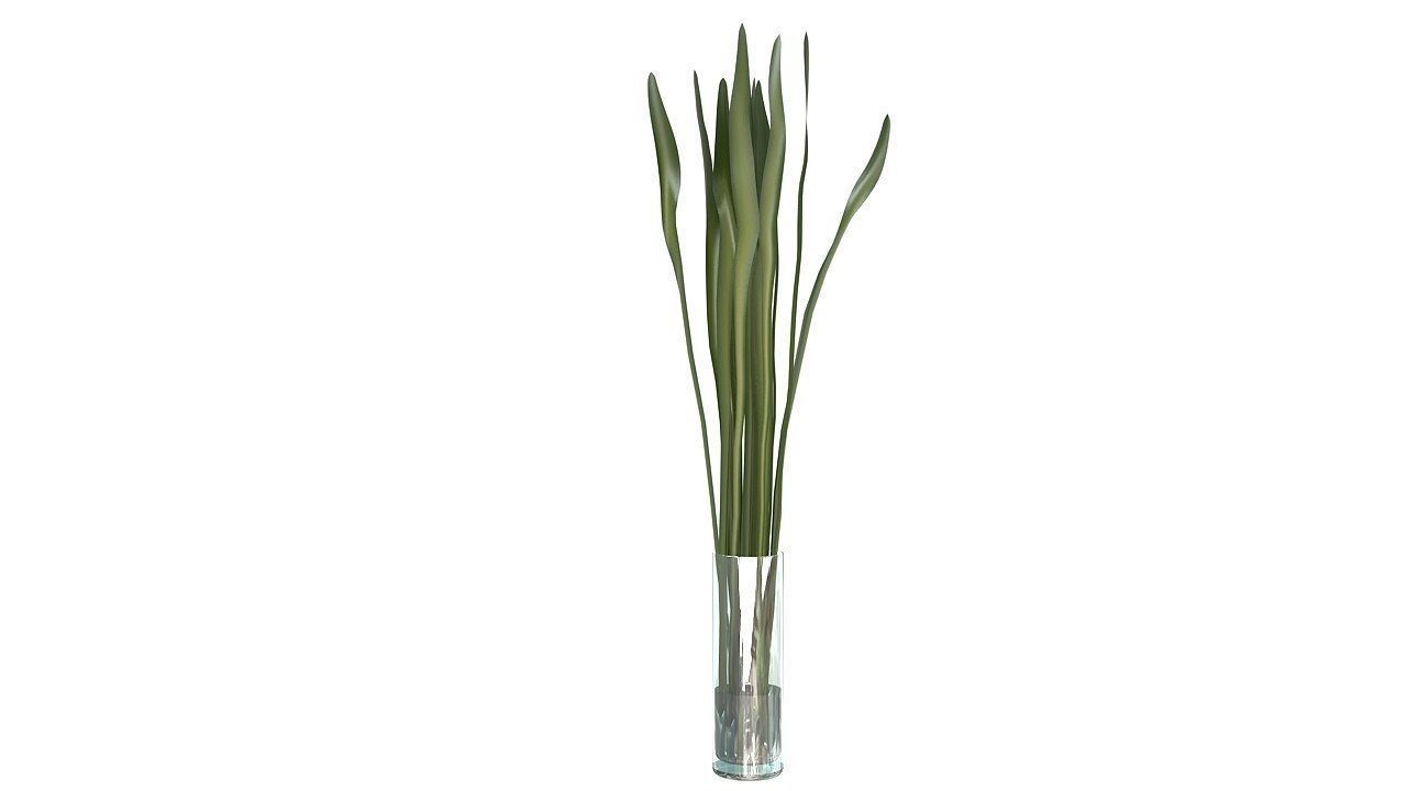 Tropical leaves glass vase 3D model_2