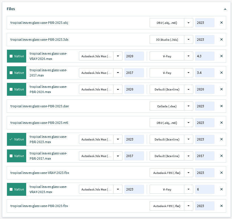 Tropical leaves glass vase 3D model_21