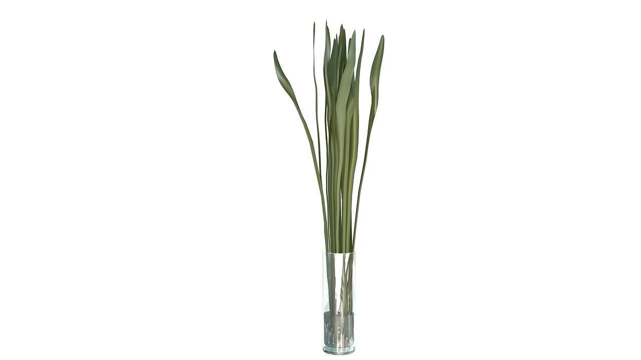 Tropical leaves glass vase 3D model_7