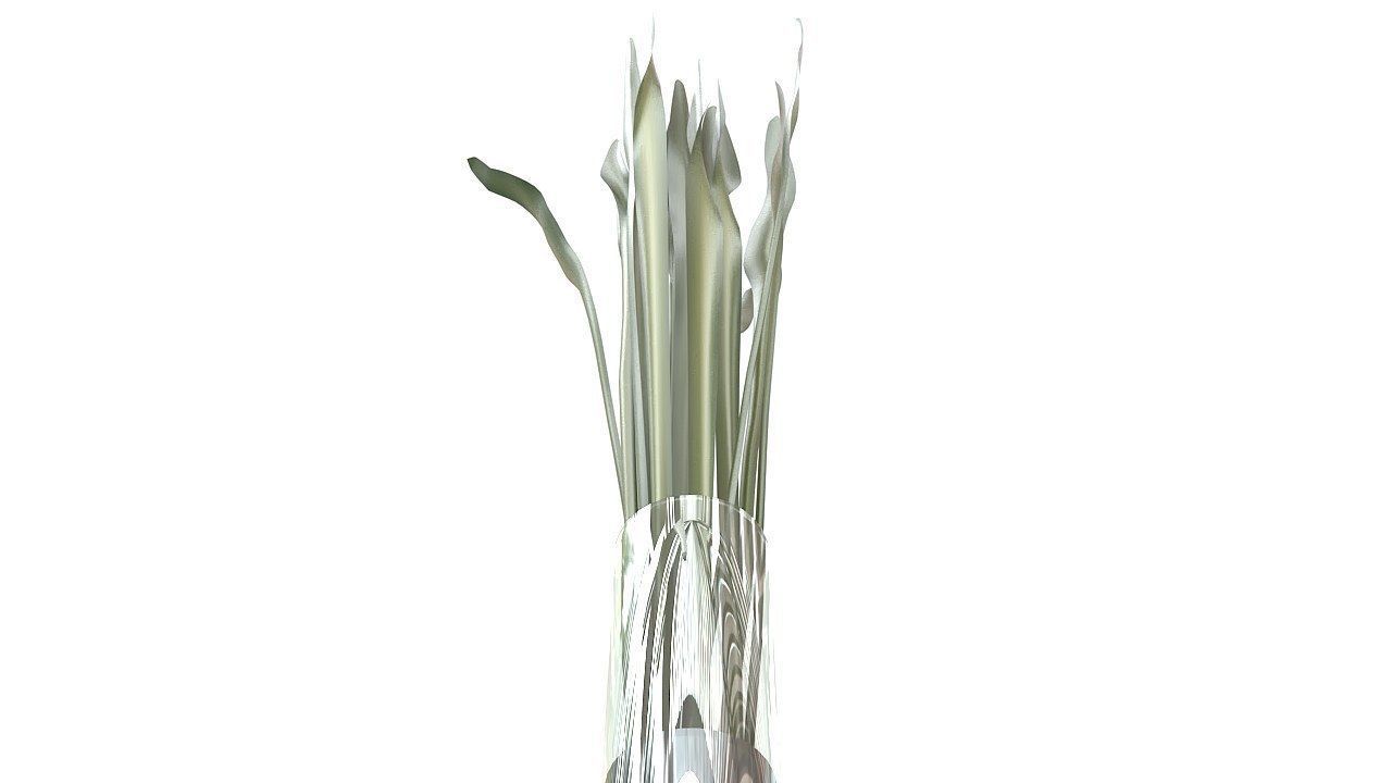 Tropical leaves glass vase 3D model_10