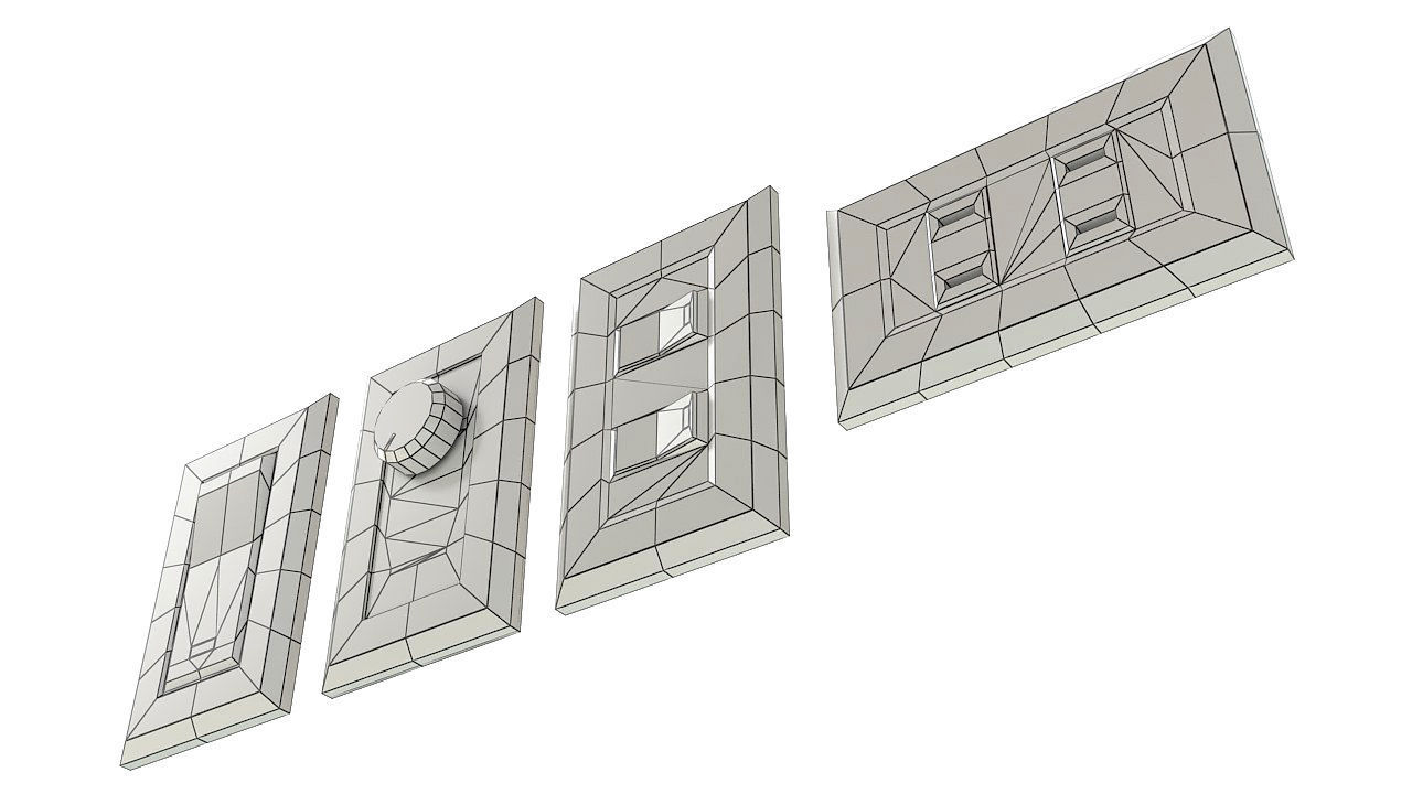 Four Light switches set 3D model_11