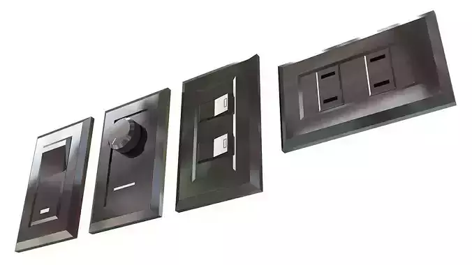 Four Light switches set 3D model