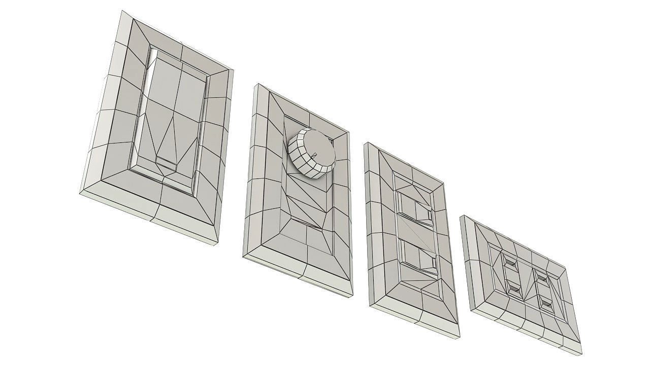 Four Light switches set 3D model_10