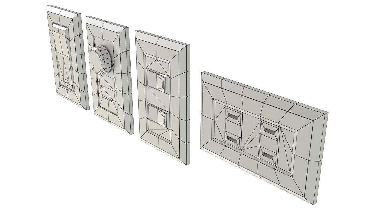 Four Light switches set 3D model_8
