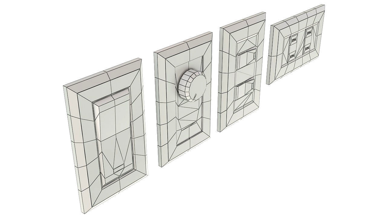 Four Light switches set 3D model_9