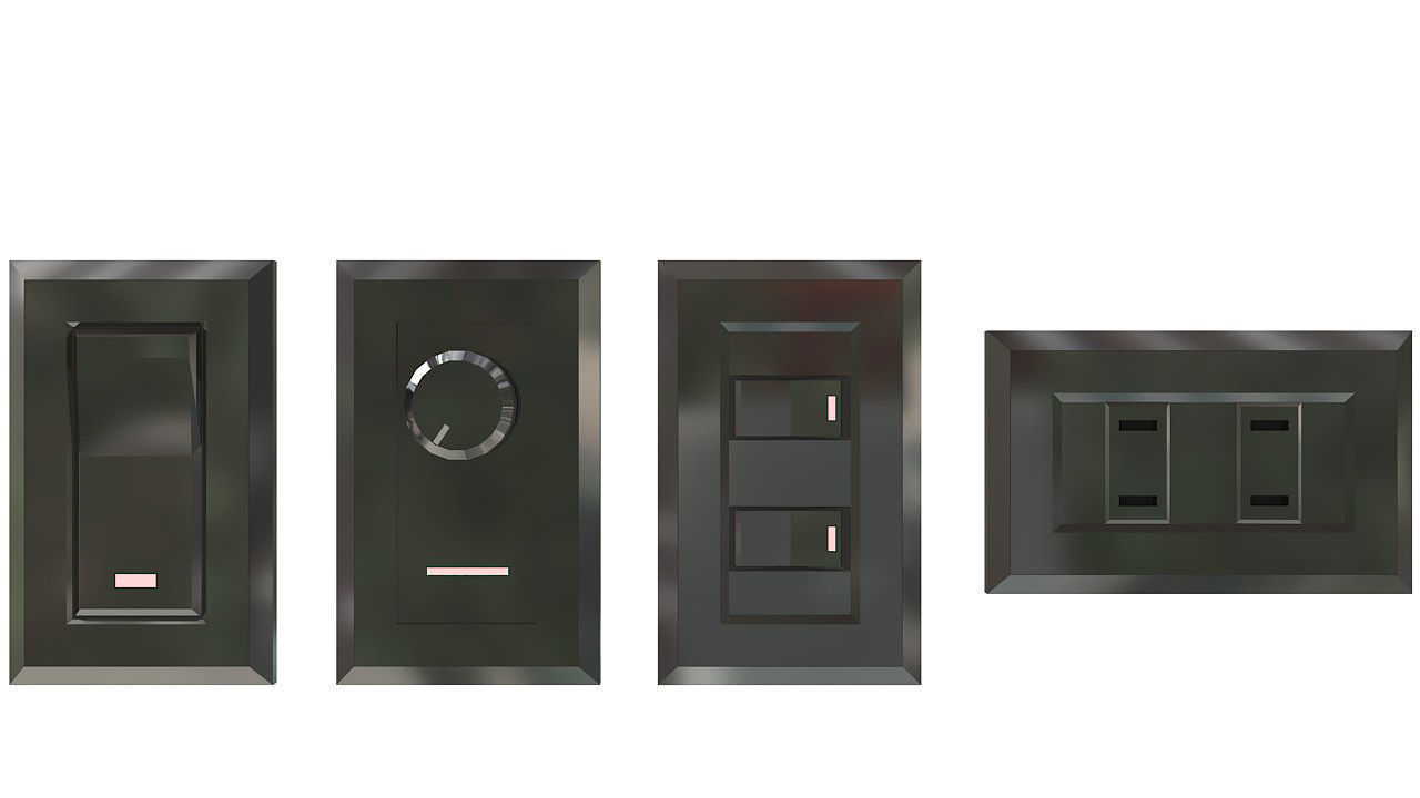 Four Light switches set 3D model_2