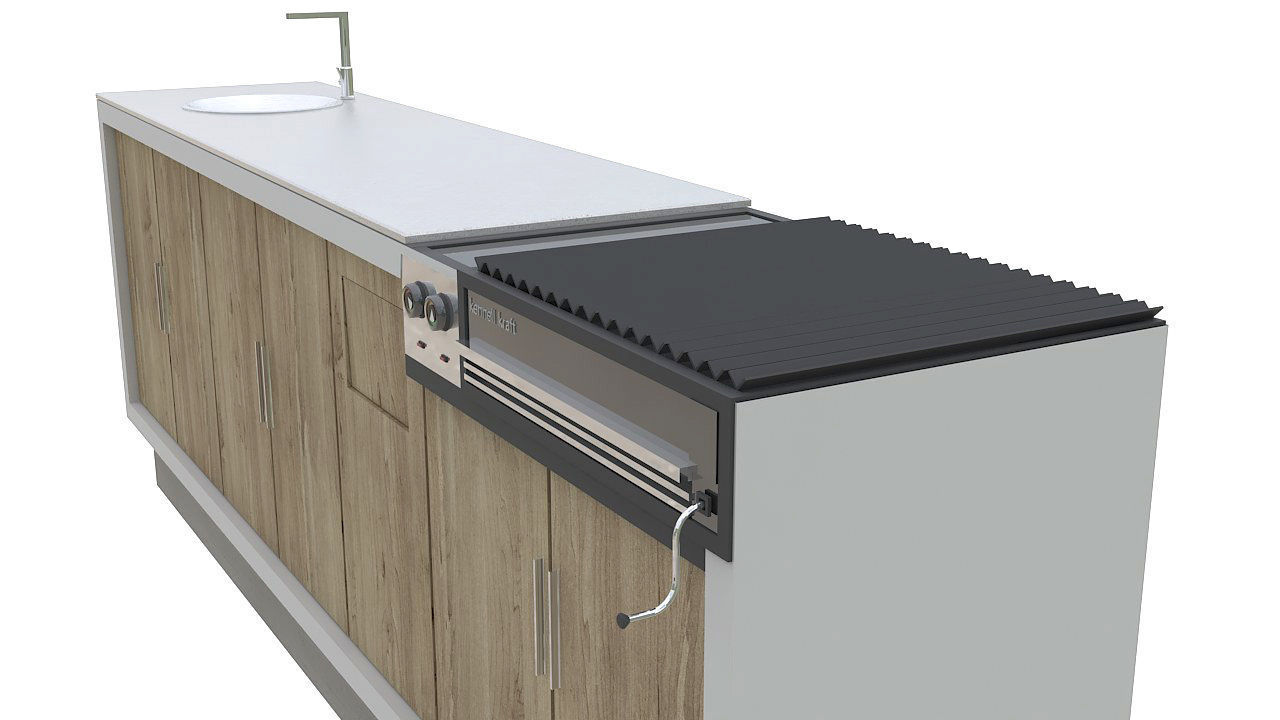 Outdoor bbq grill island 3D model_12