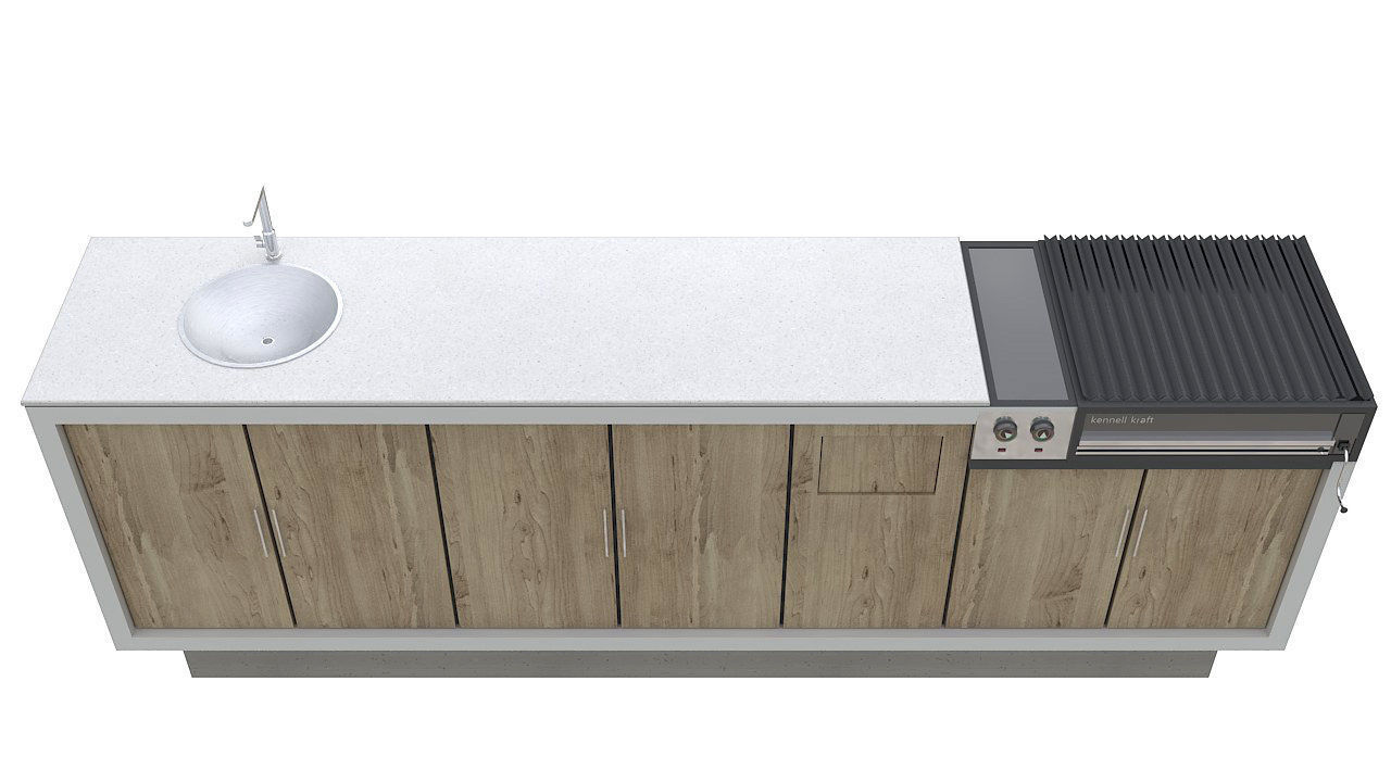 Outdoor bbq grill island 3D model_3