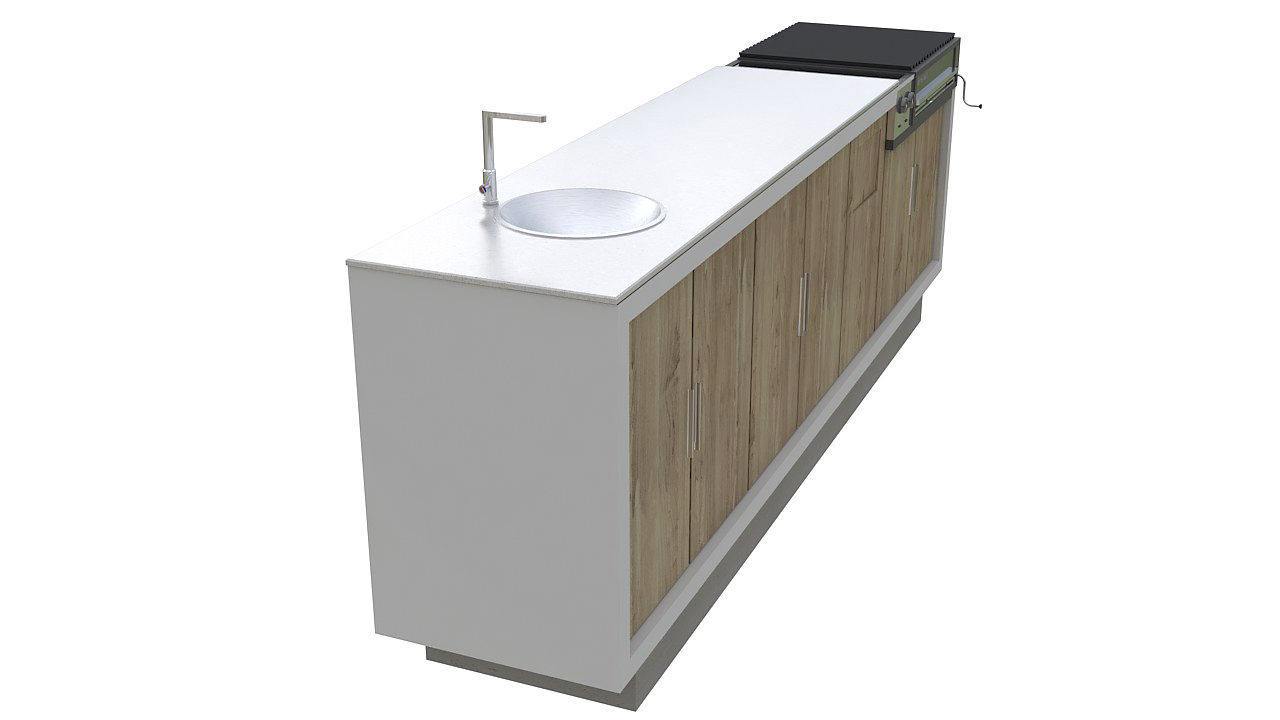 Outdoor bbq grill island 3D model_2