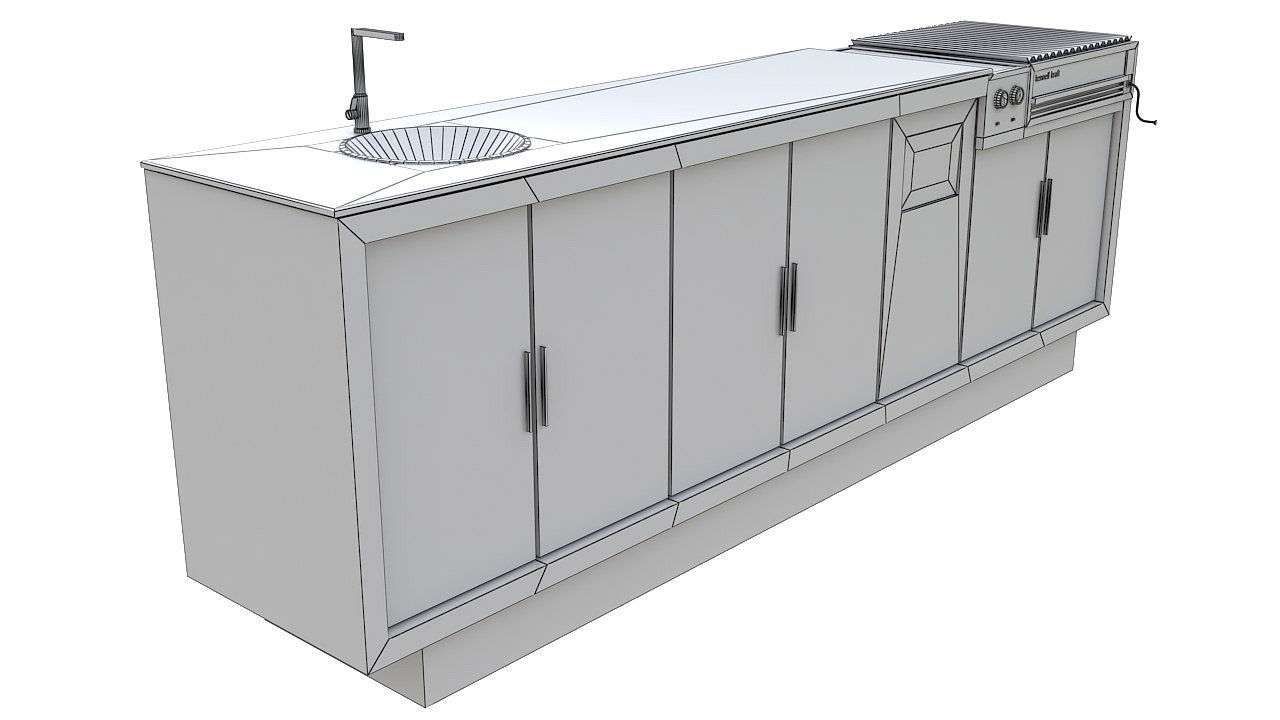 Outdoor bbq grill island 3D model_16