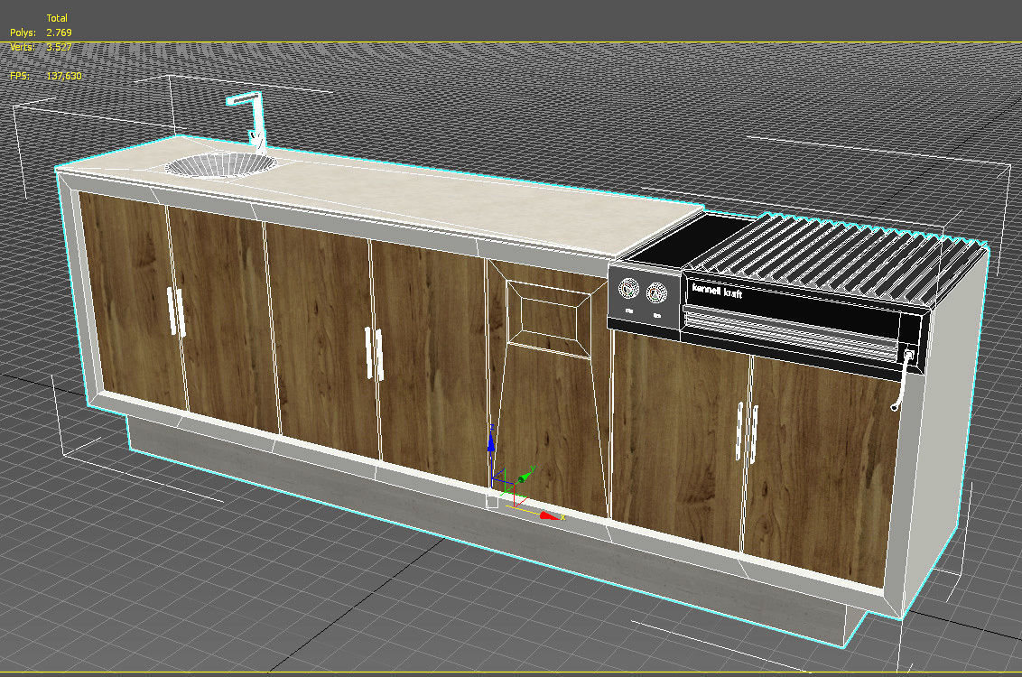 Outdoor bbq grill island 3D model_13