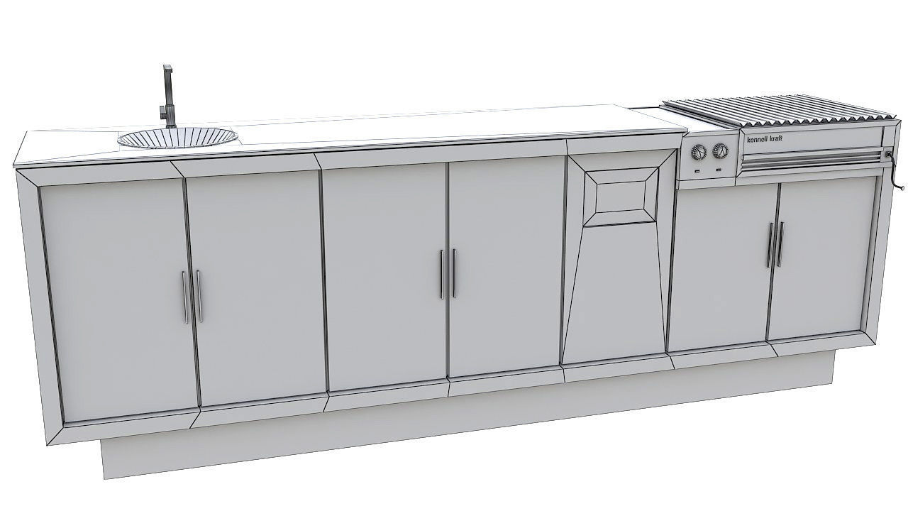 Outdoor bbq grill island 3D model_15