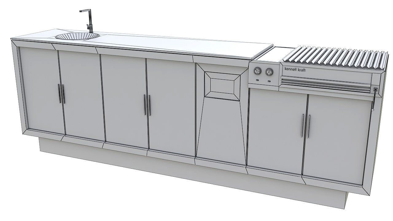 Outdoor bbq grill island 3D model_14