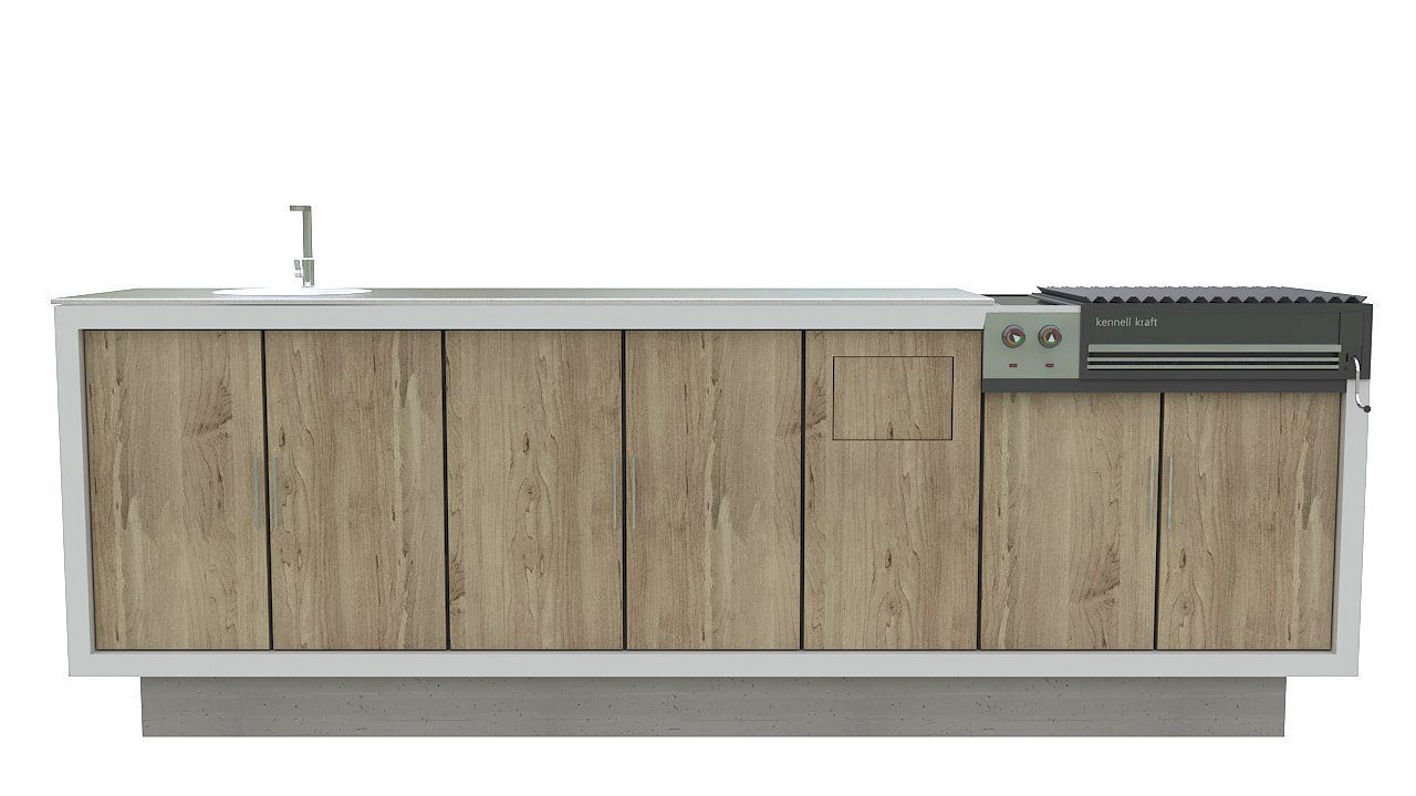 Outdoor bbq grill island 3D model_5