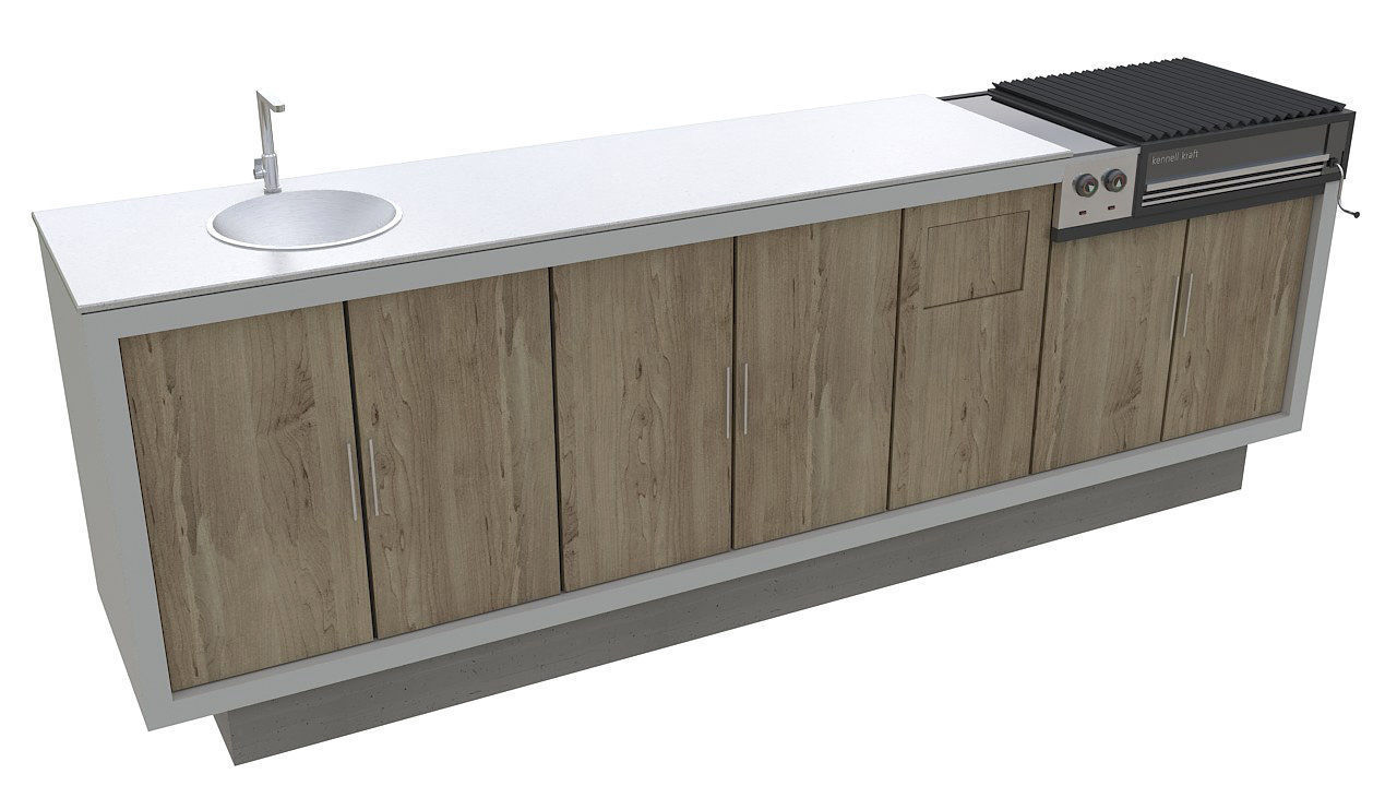 Outdoor bbq grill island 3D model_4