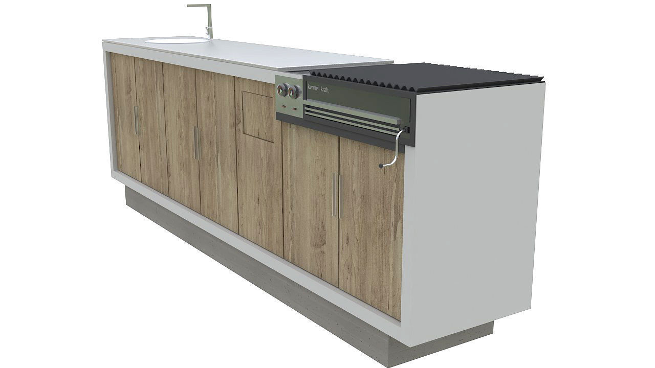 Outdoor bbq grill island 3D model_7