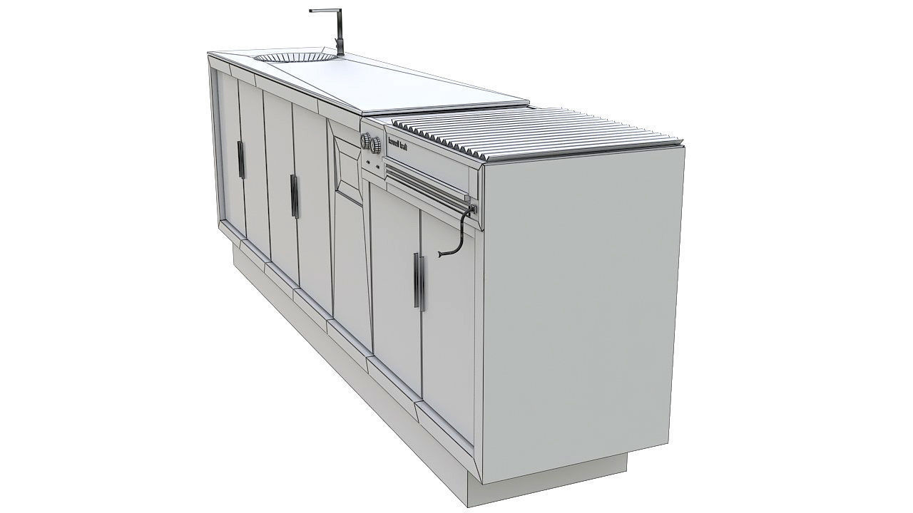 Outdoor bbq grill island 3D model_19