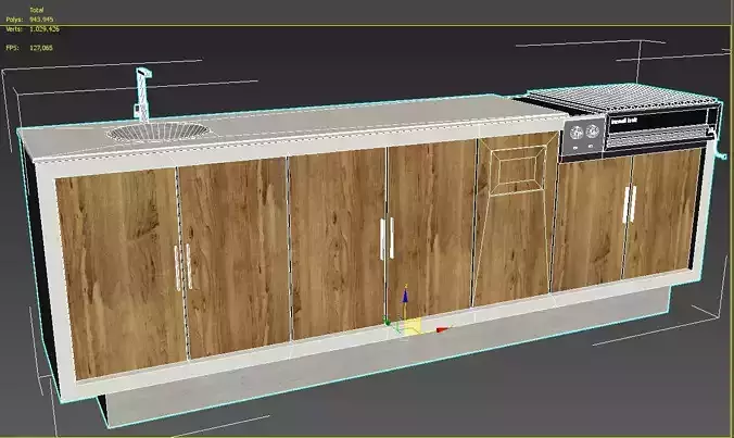 Outdoor bbq grill island 3D model