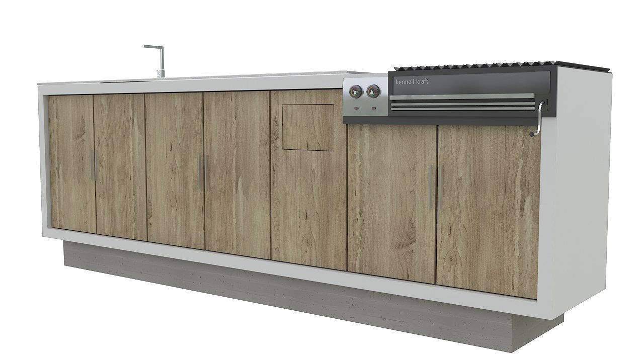 Outdoor bbq grill island 3D model_6