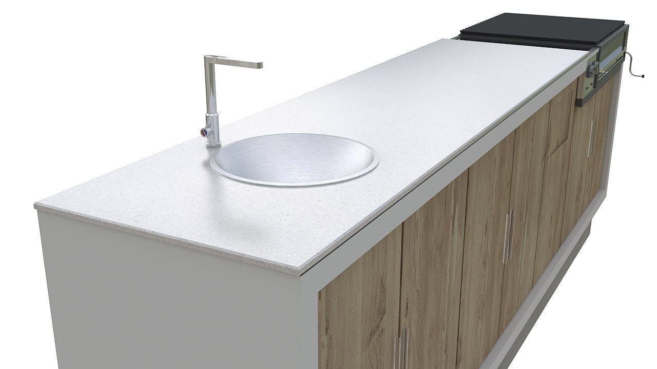 Outdoor bbq grill island 3D model_11