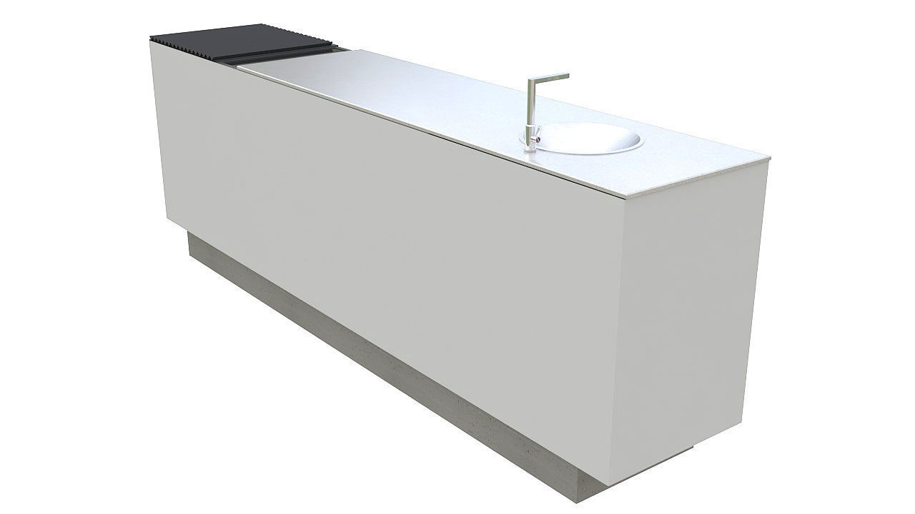 Outdoor bbq grill island 3D model_10