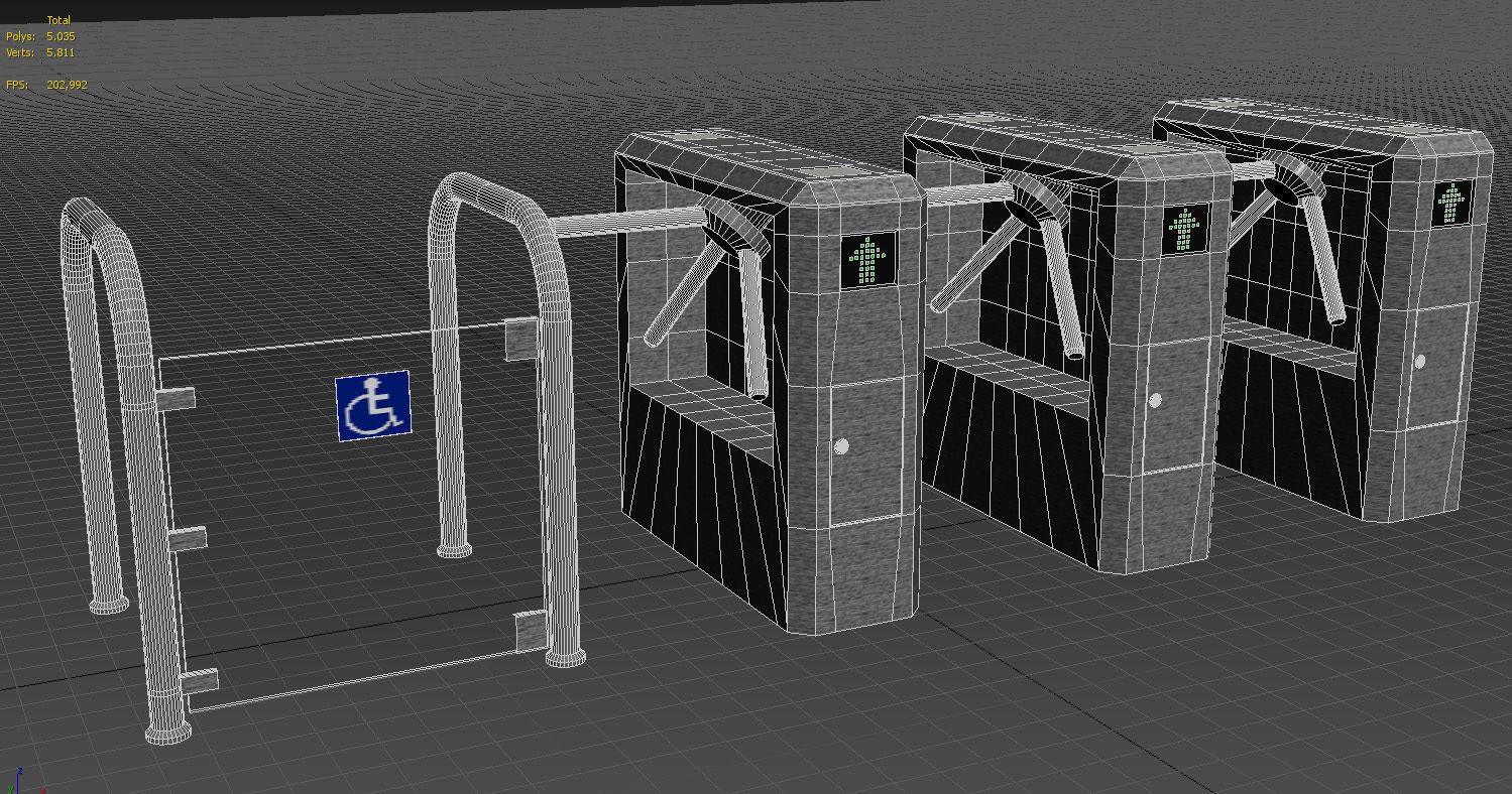 Entrance Security Barrier Turnstile Gate 3D model_14