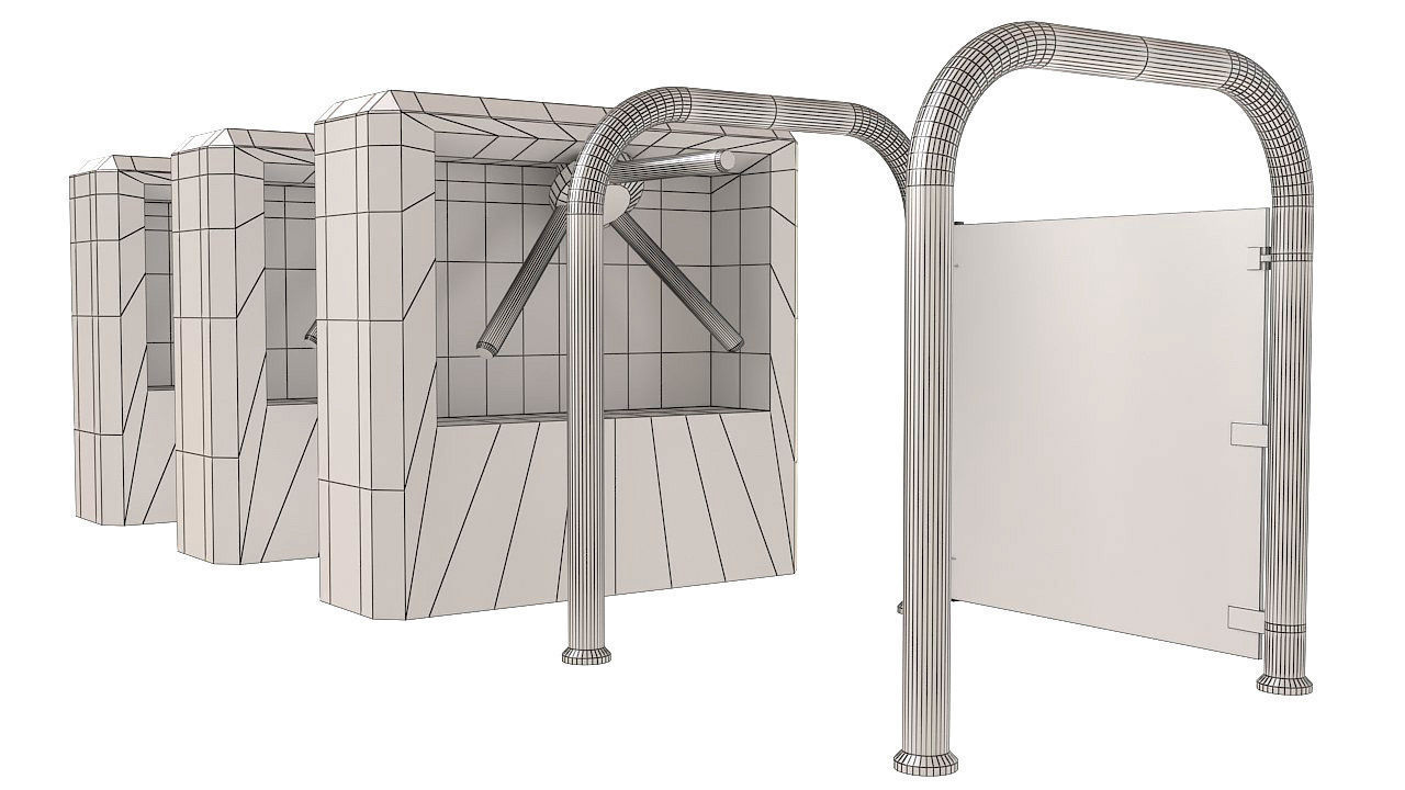 Entrance Security Barrier Turnstile Gate 3D model_9