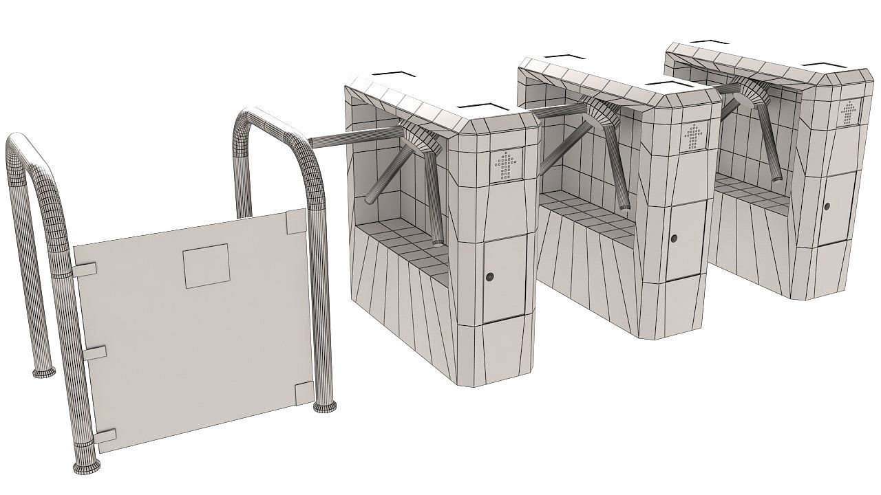 Entrance Security Barrier Turnstile Gate 3D model_7