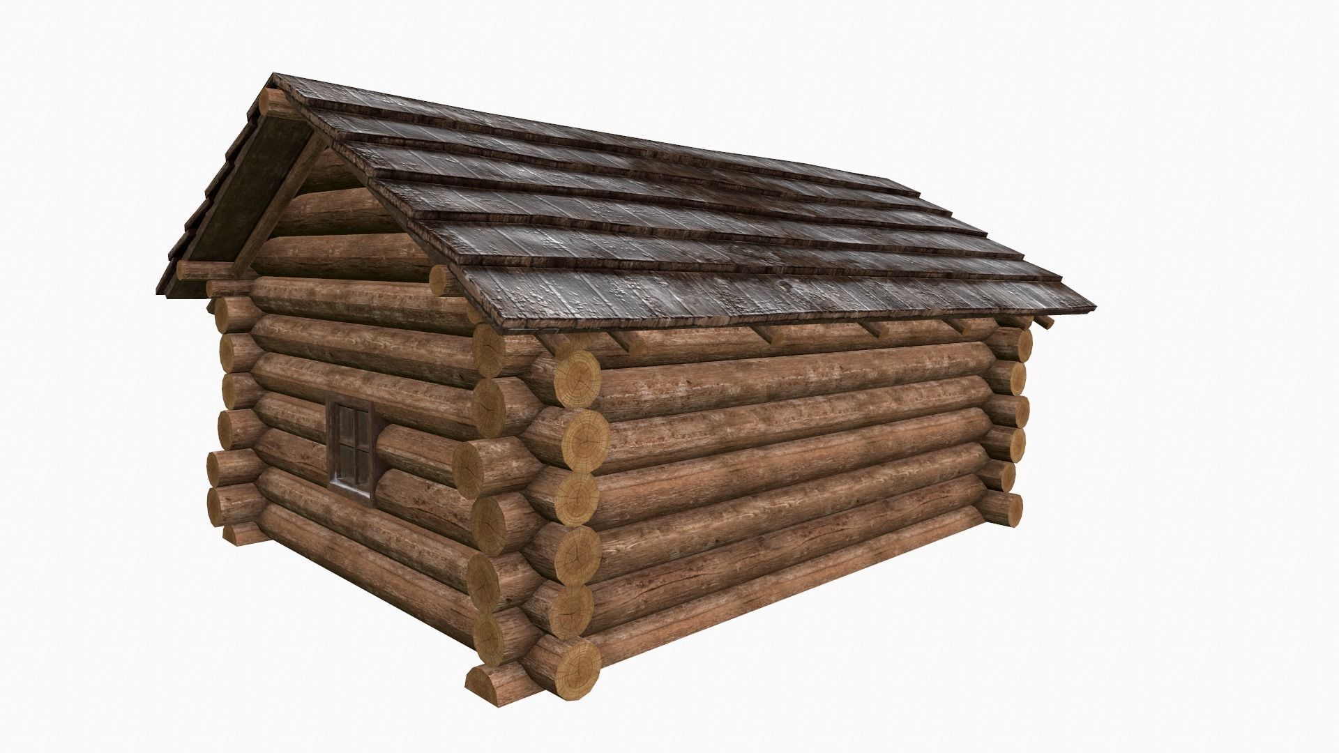 Wooden house Low-poly 3D model_15