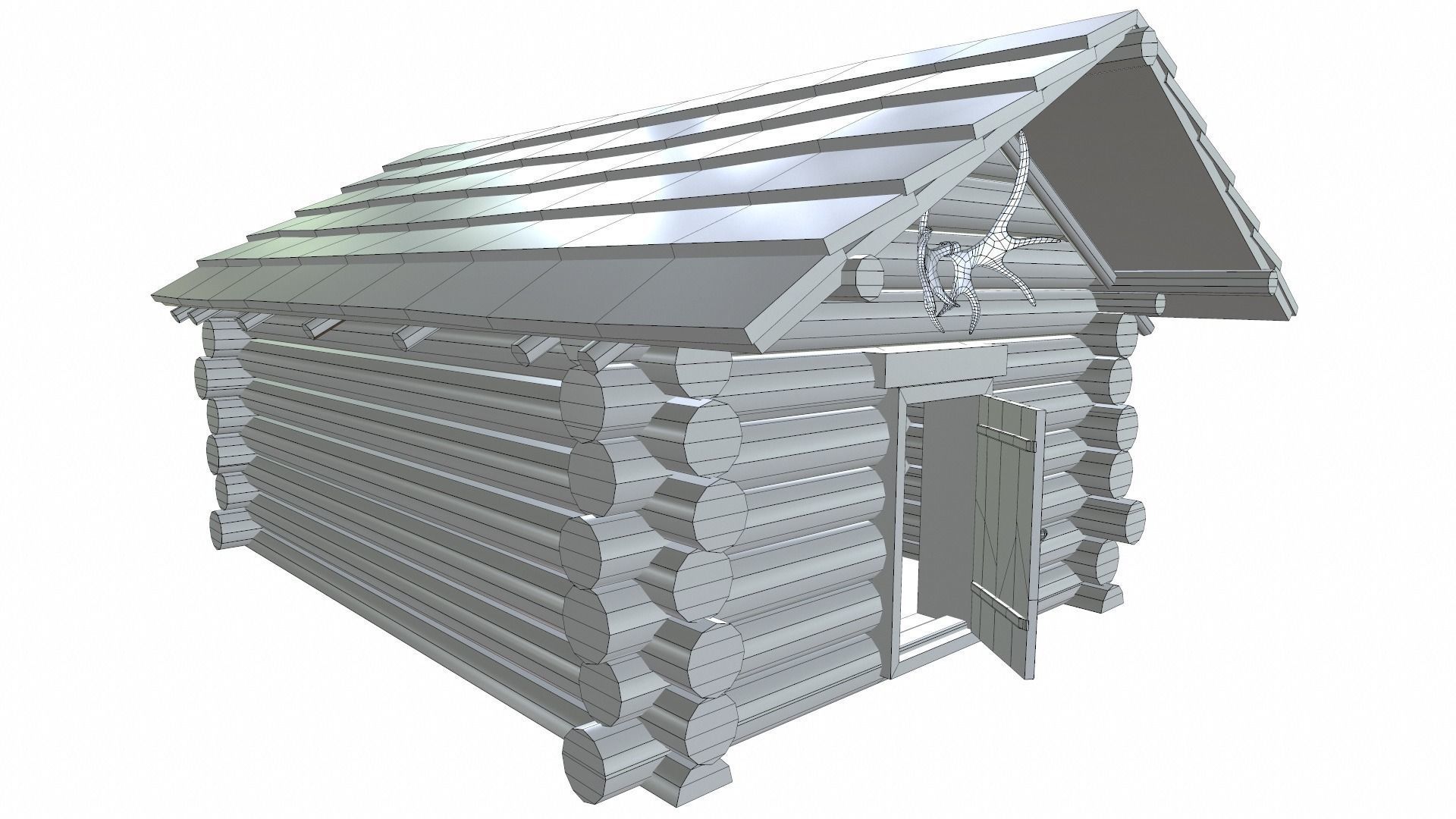 Wooden house Low-poly 3D model_8