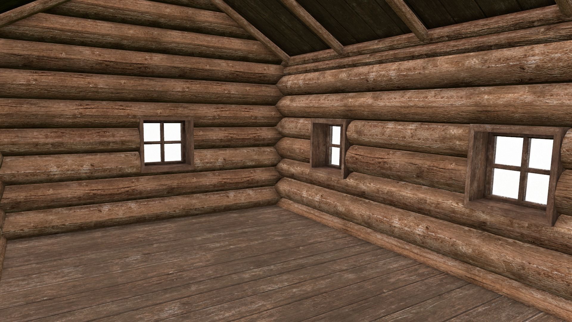 Wooden house Low-poly 3D model_4