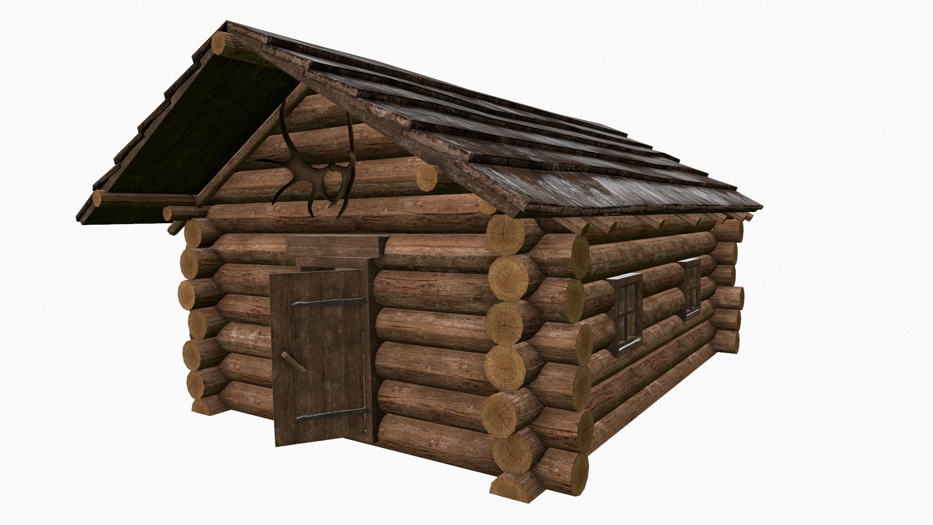 Wooden house Low-poly 3D model_11