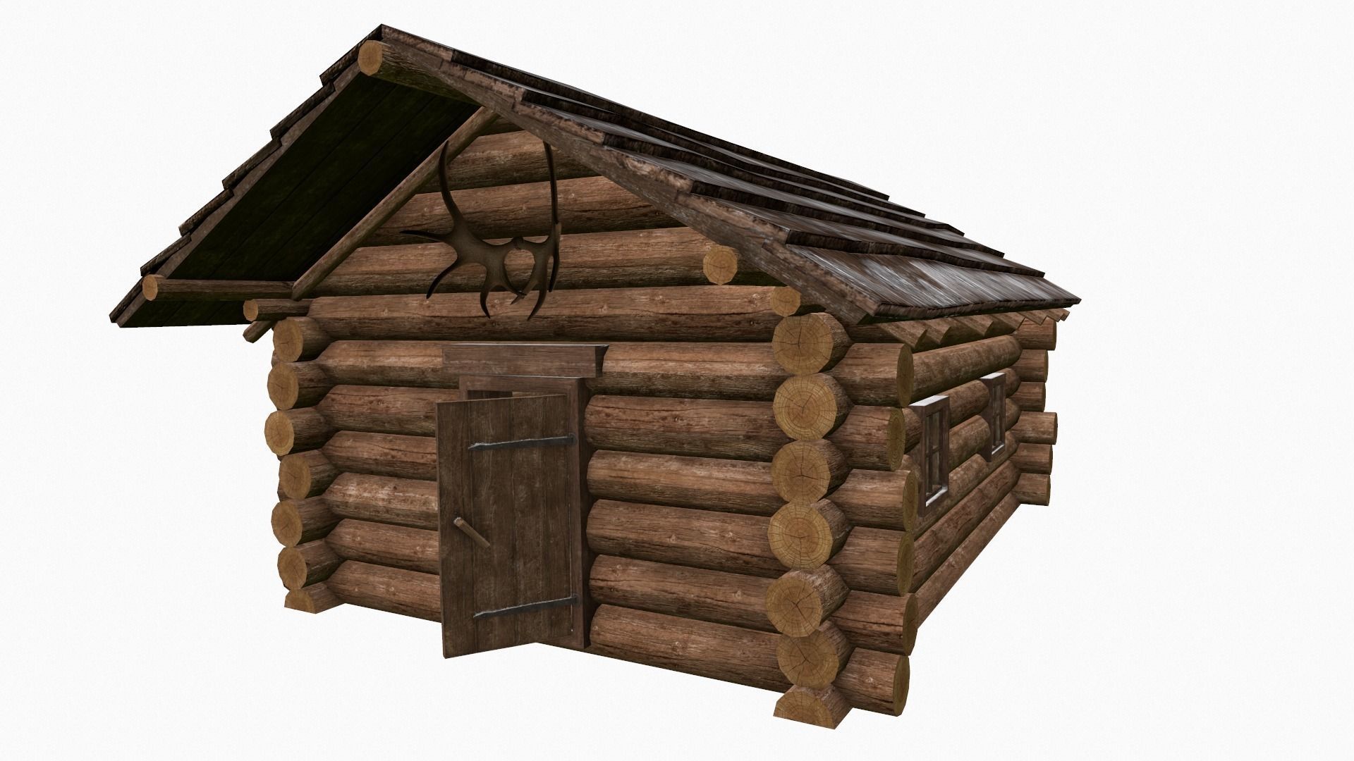 Wooden house Low-poly 3D model_14