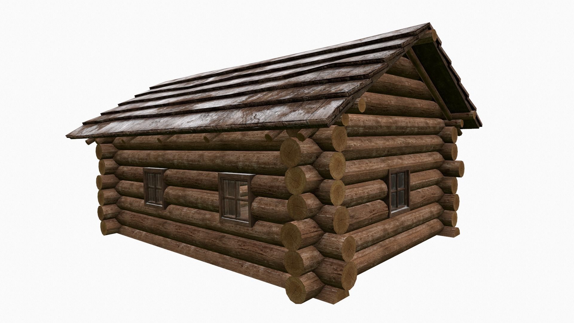 Wooden house Low-poly 3D model_9