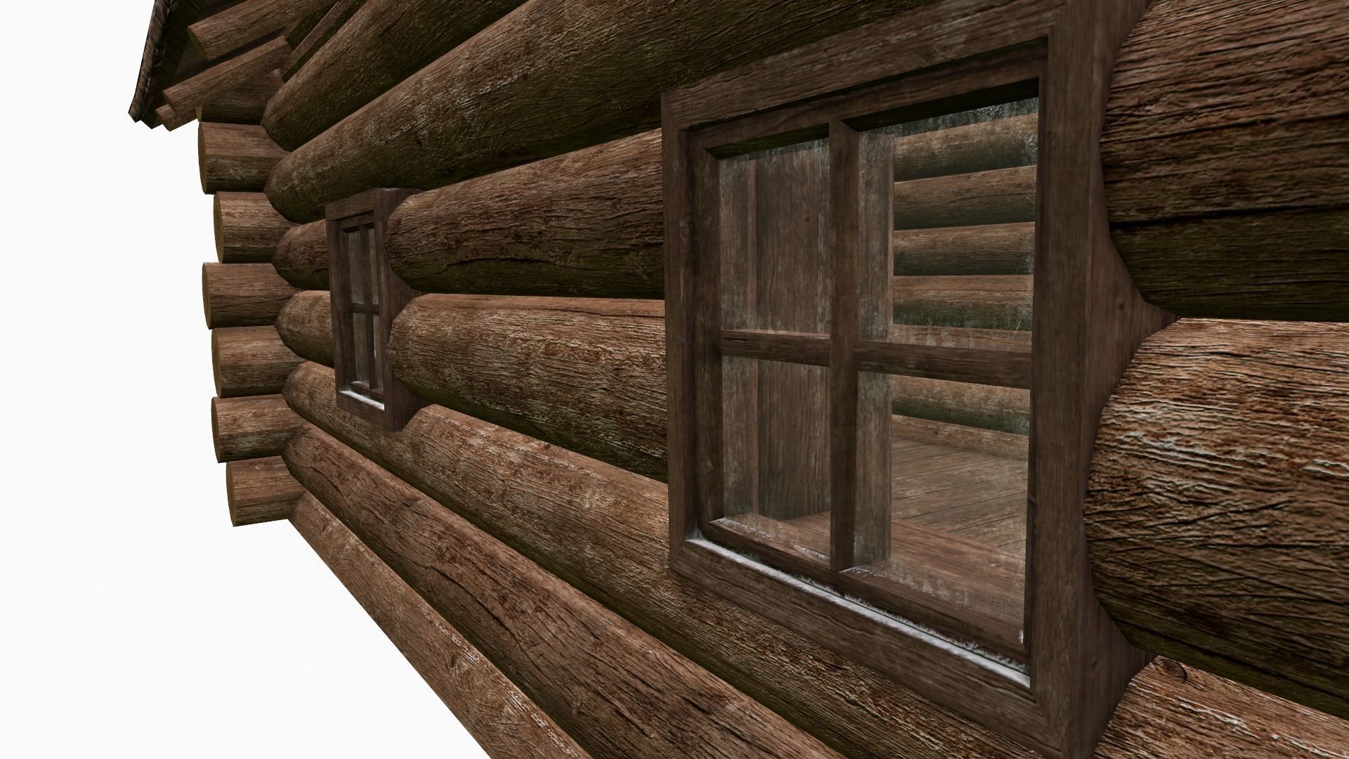 Wooden house Low-poly 3D model_3