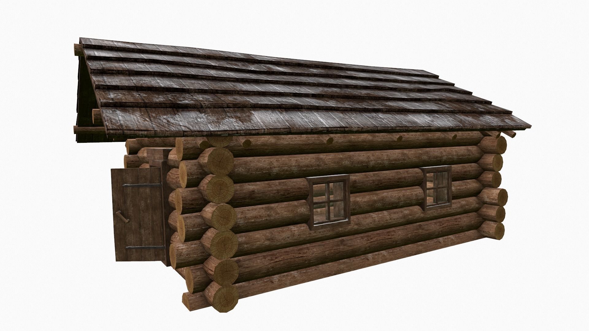 Wooden house Low-poly 3D model_12