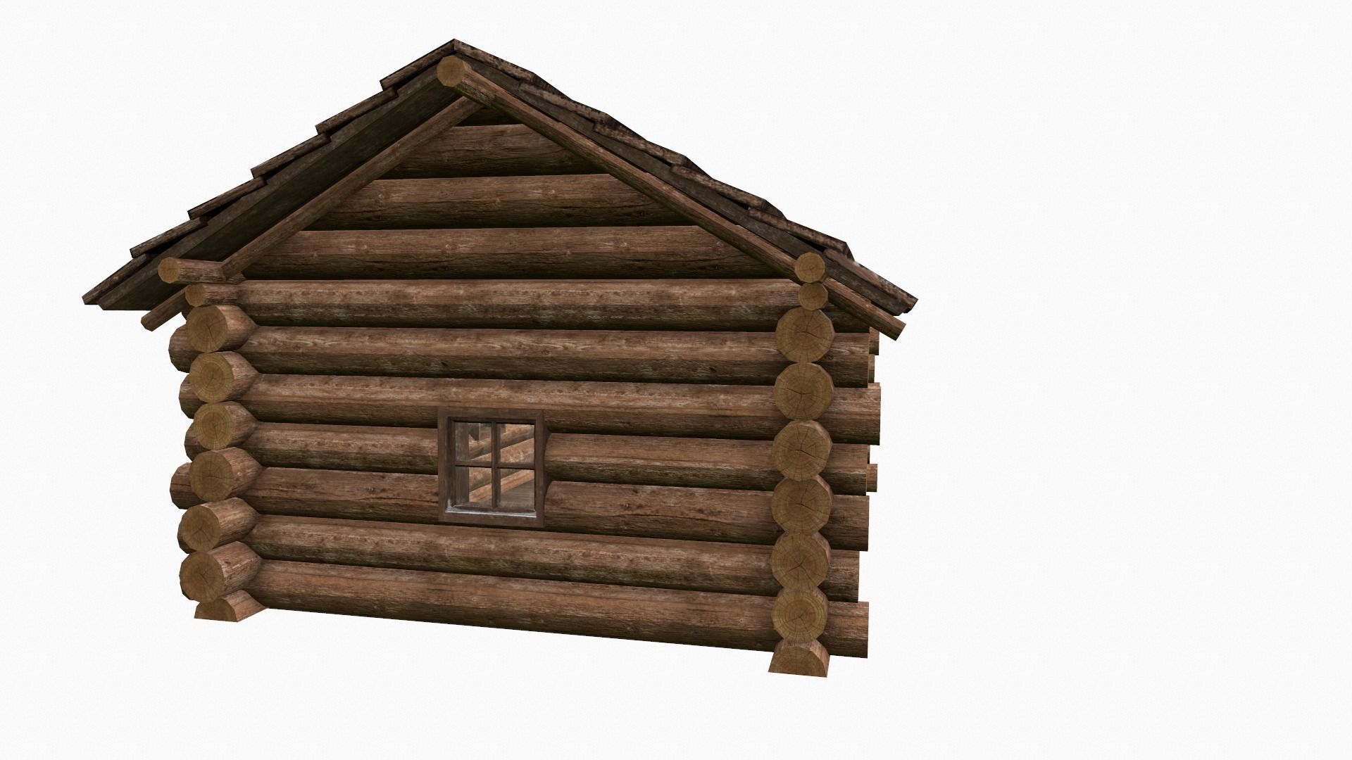Wooden house Low-poly 3D model_10