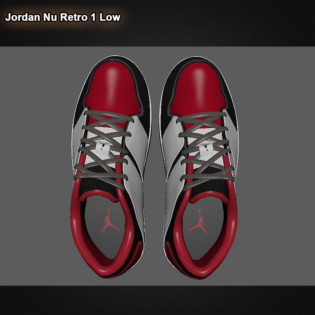  Jordan Nu Retro 1 Low RED BLACK  3D model_5