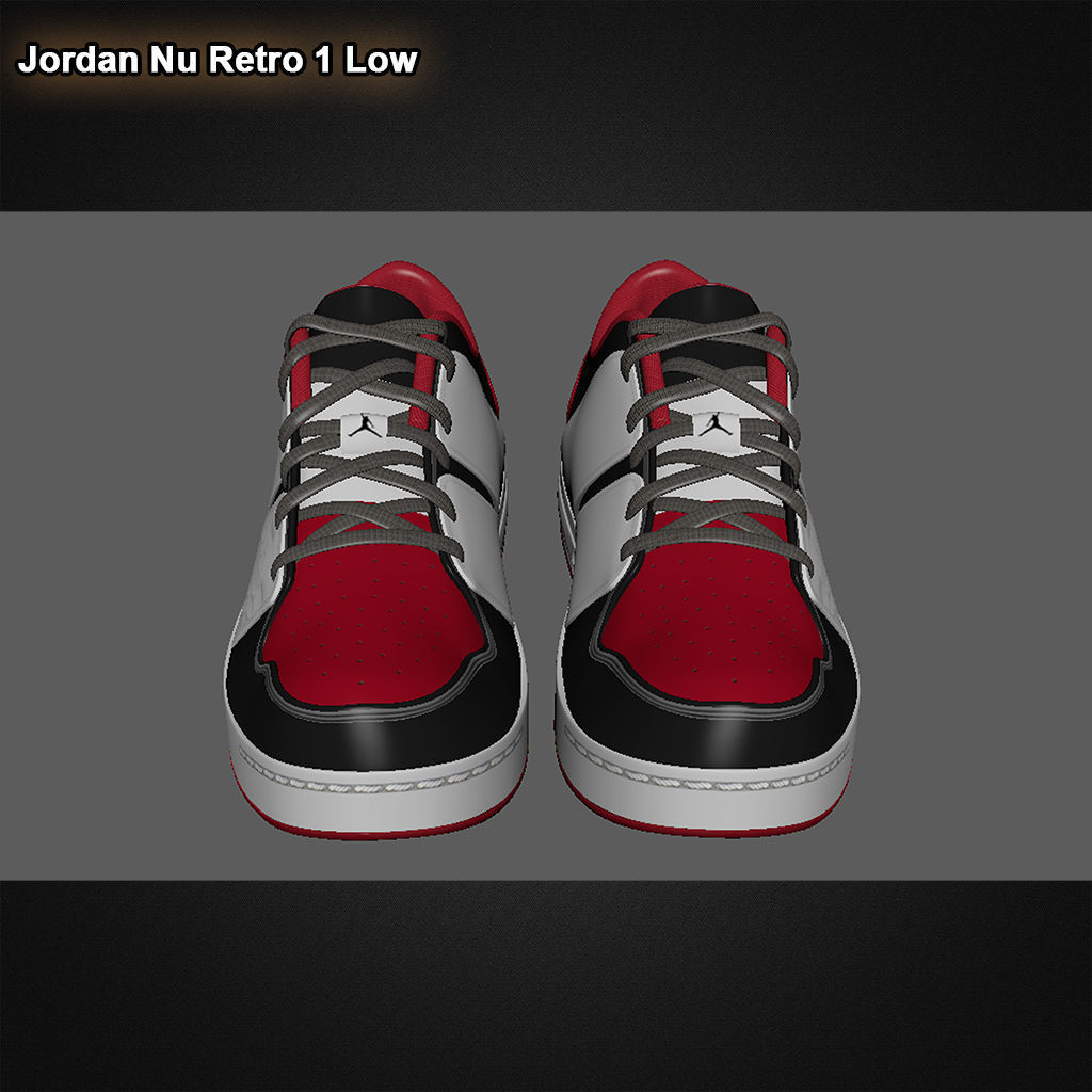  Jordan Nu Retro 1 Low RED BLACK  3D model_4