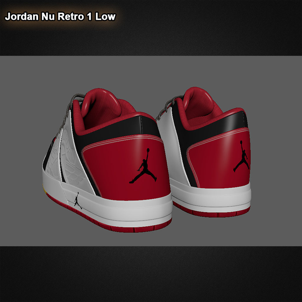  Jordan Nu Retro 1 Low RED BLACK  3D model_2