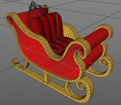Santa sleigh Low-poly 3D model_4