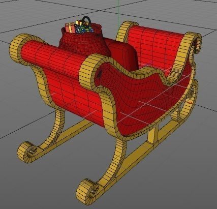Santa sleigh Low-poly 3D model_3