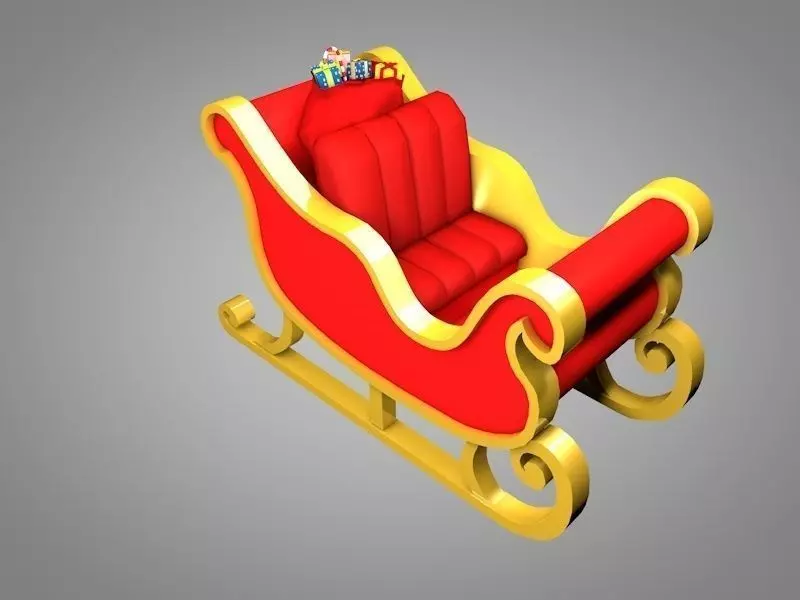 Santa sleigh Low-poly 3D model_0